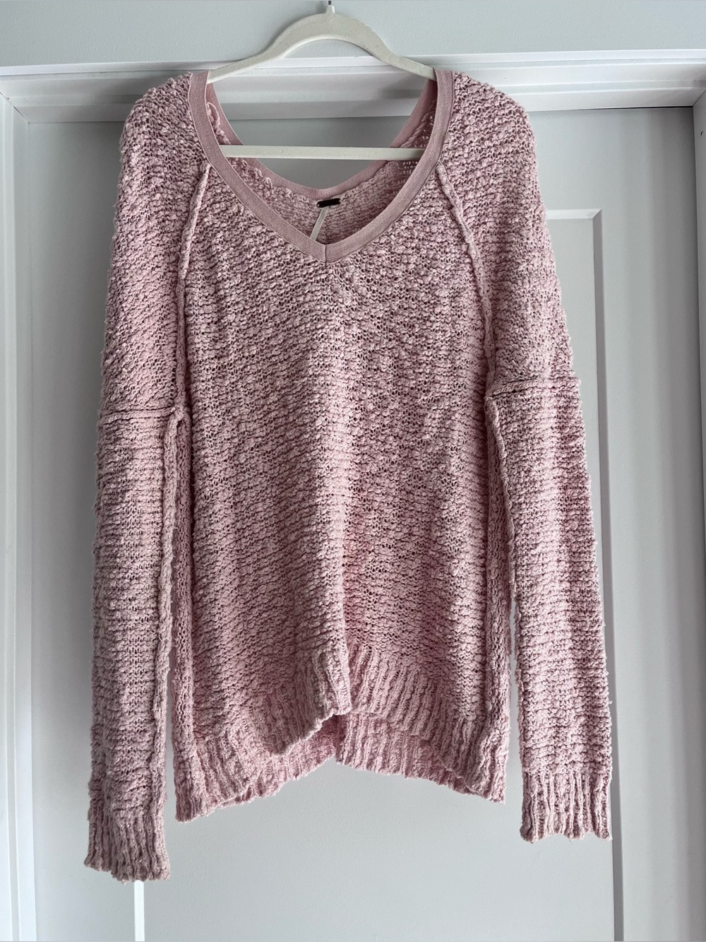 Free People Pink rose cotton sweater oversized small